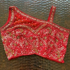 Indian Red Lengha 3pc - Size Small - Top - Skirt - Dupata